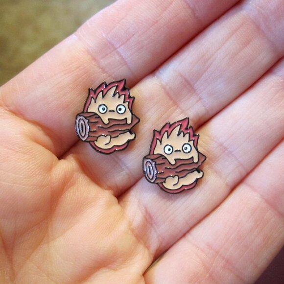 Calcifer Earrings Fire Demon~Hypoallergenic - Picture 1 of 3